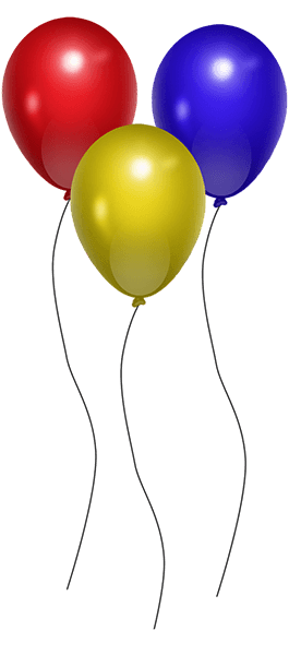 בלוני הליום בצבעים כחול אדום וצהוב